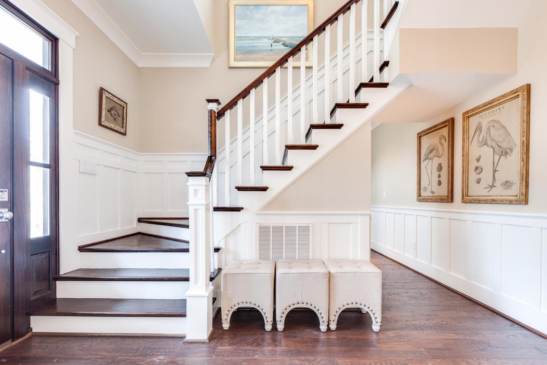 Elegant stairway  | Living Spaces Gallery | Stephen Alexander Homes | Chesapeake, VA