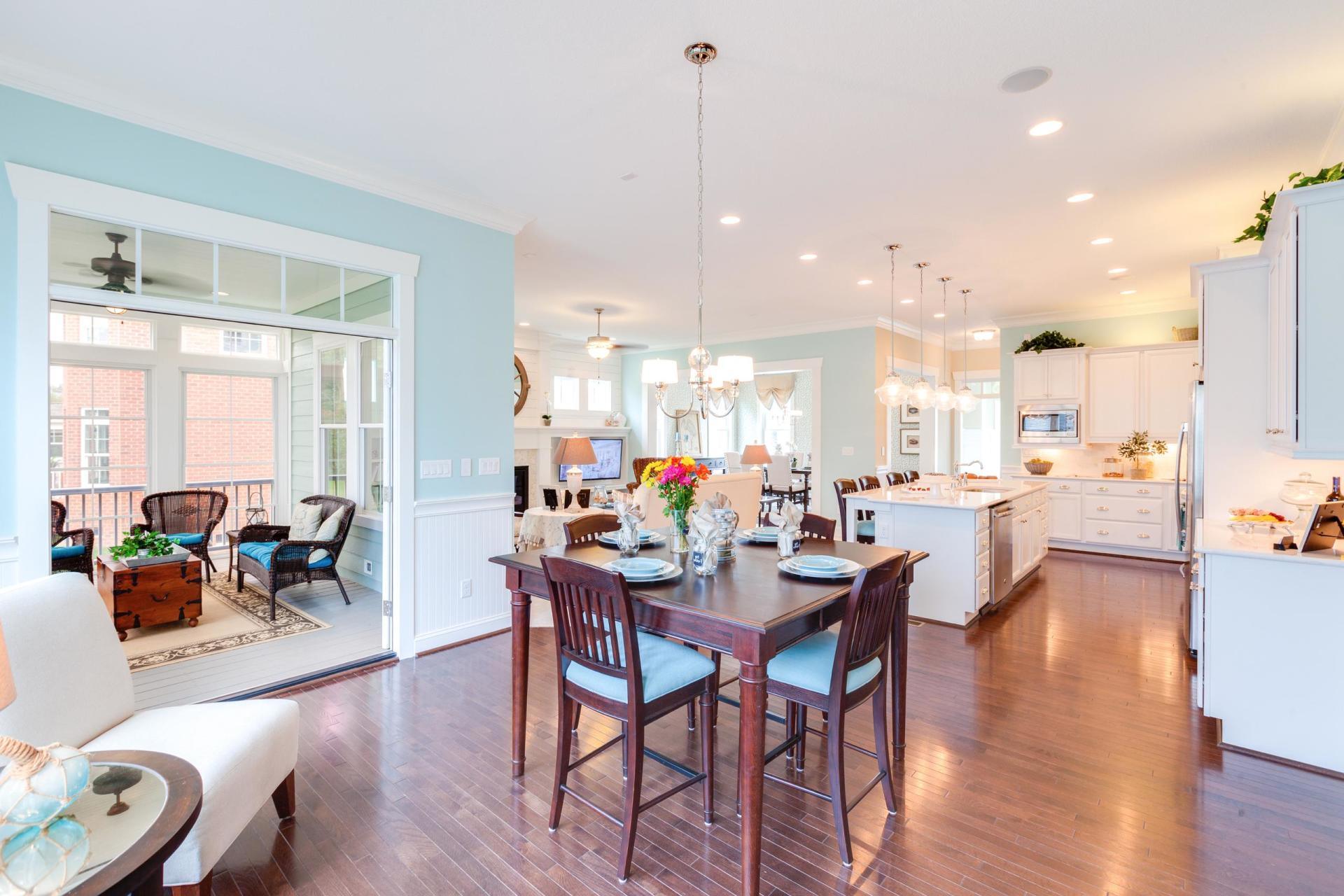 Elegant seating and kitchen area  | Living Spaces Gallery | Stephen Alexander Homes | Chesapeake, VA