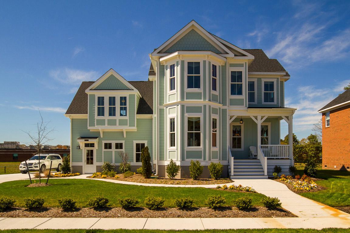 Exterior of elegant teal home | Exterior Gallery | Stephen Alexander Homes | Chesapeake, VA
