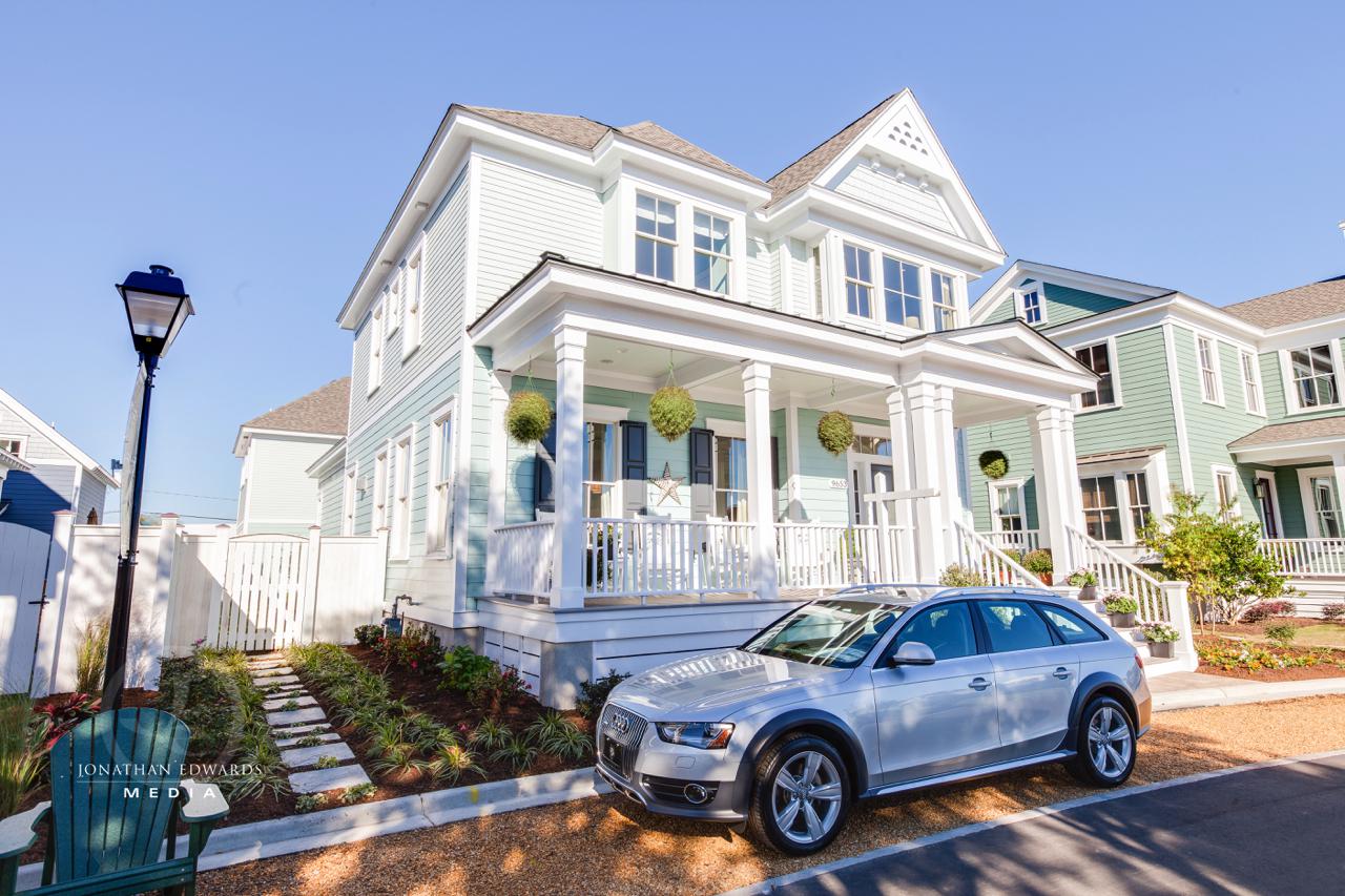 Elegant exterior of teal home  | Exterior Gallery | Stephen Alexander Homes | Chesapeake, VA