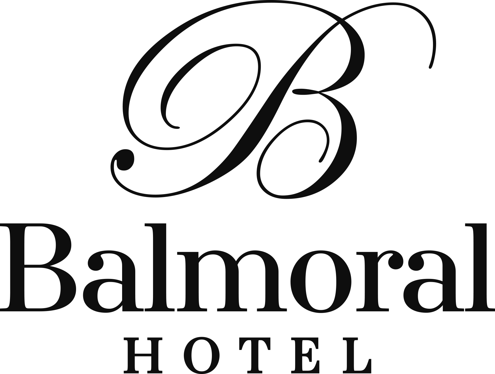 Balmoral Hotel logo with stylized black “B” above the hotel name