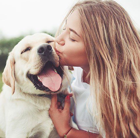 Veterinarian — White Dog and Owner in Blair, NE
