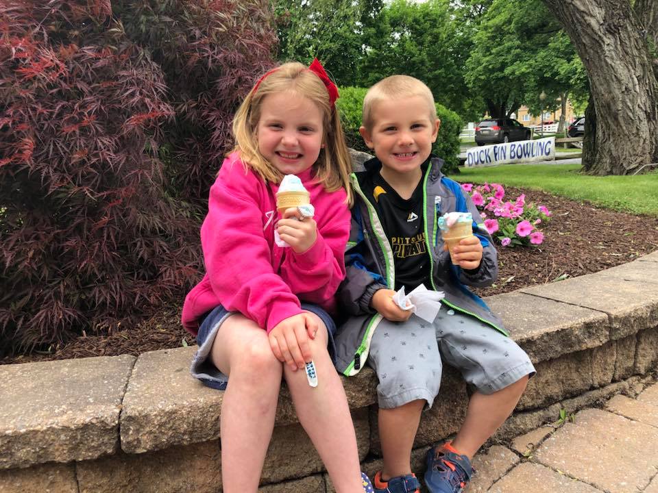Two Kids Eating Ice Cream — Hummelstown, PA — Challenge Family Fun Center