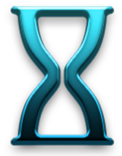 The Cronus Global logo Icon, a blue hourglass on a white background