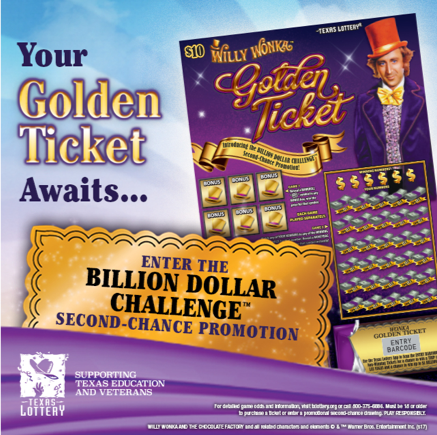 Willie Wonka lottery ticket licensed product image