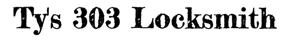 Text logo reading “Ty’s 303 Locksmith” in black on a white background