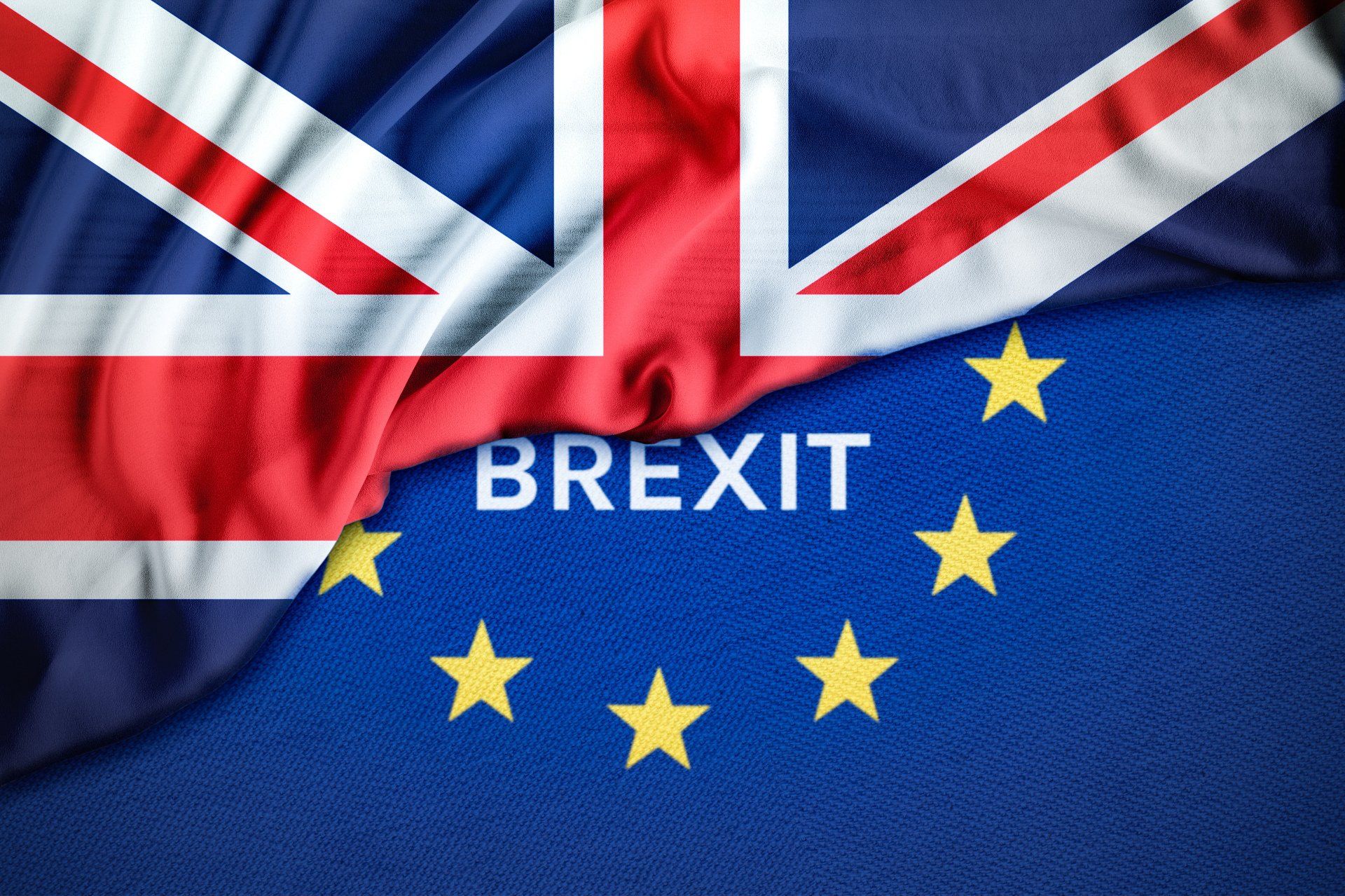 UK and EU flag to symbolise Brexit