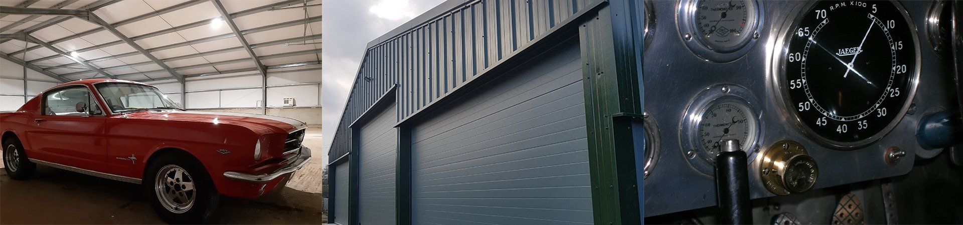 image of Ford Mustang and exterior of a garage