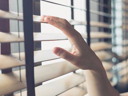Hand on the window shield