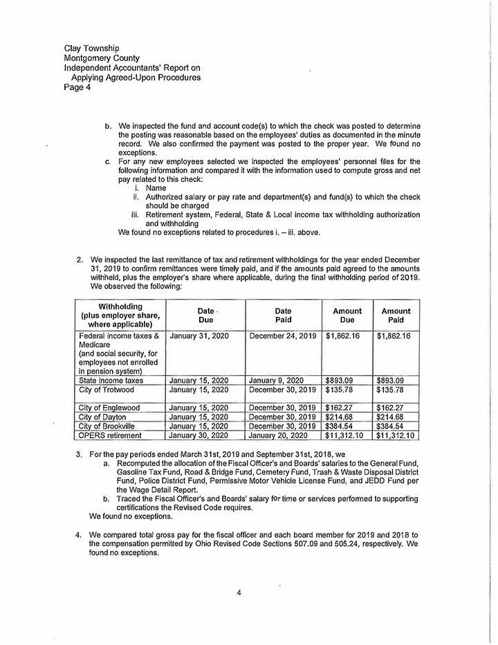Document page with a table of employee information including pay dates, and amounts.