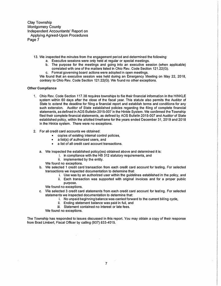 Document: report with bulleted points and sections, primarily black text on white paper.