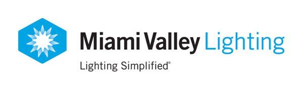 Miami Valley Lighting logo with blue hexagonal symbol and text.