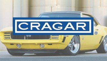Yellow classic muscle car with Cragar logo overlay.