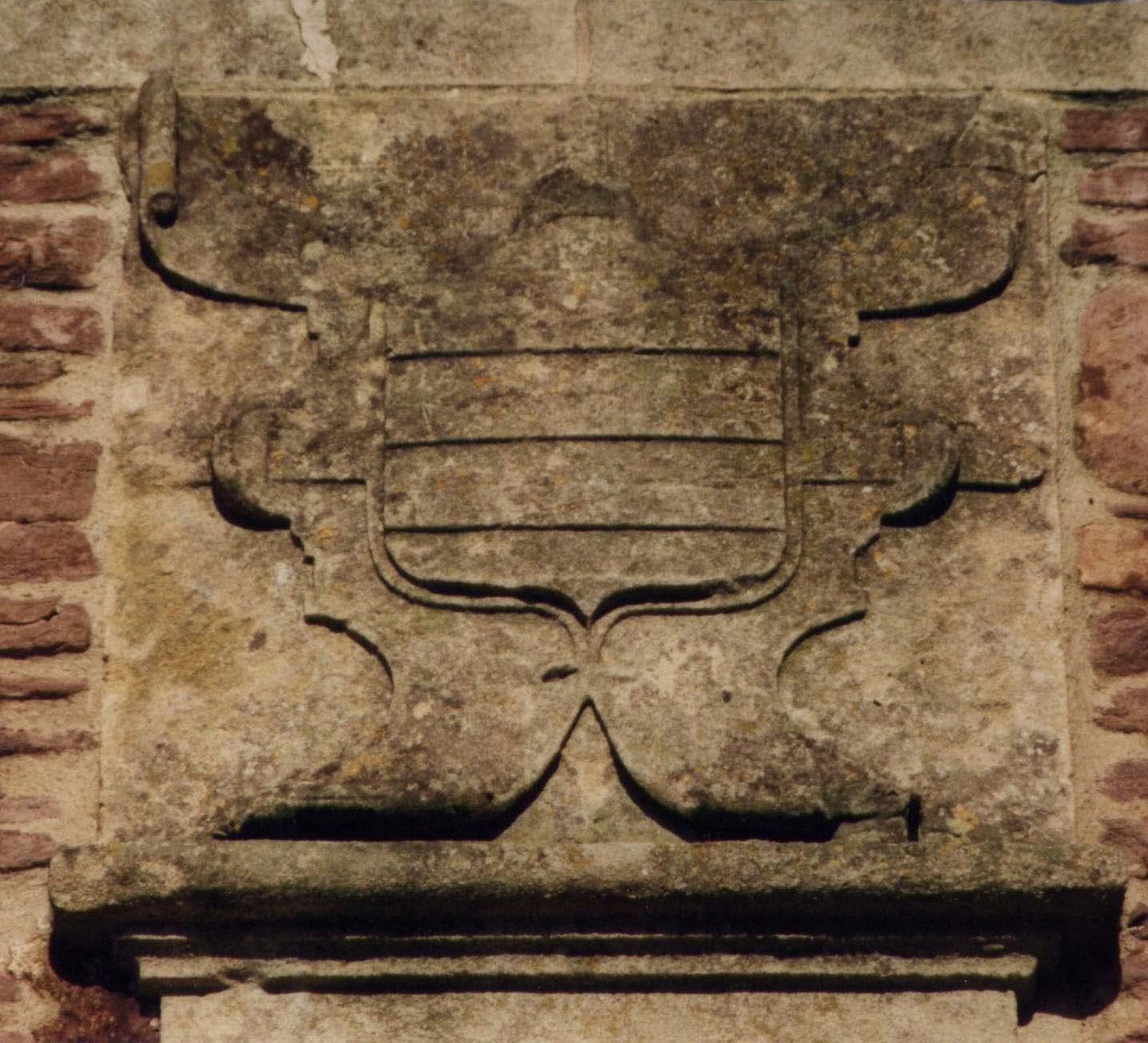 A stone carving of the Poyntz coat of arms