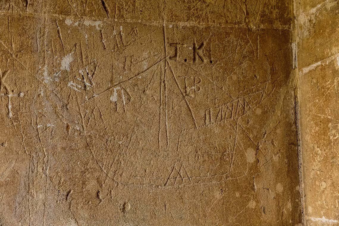 East Court entrance, ship graffiti (c.1550)
