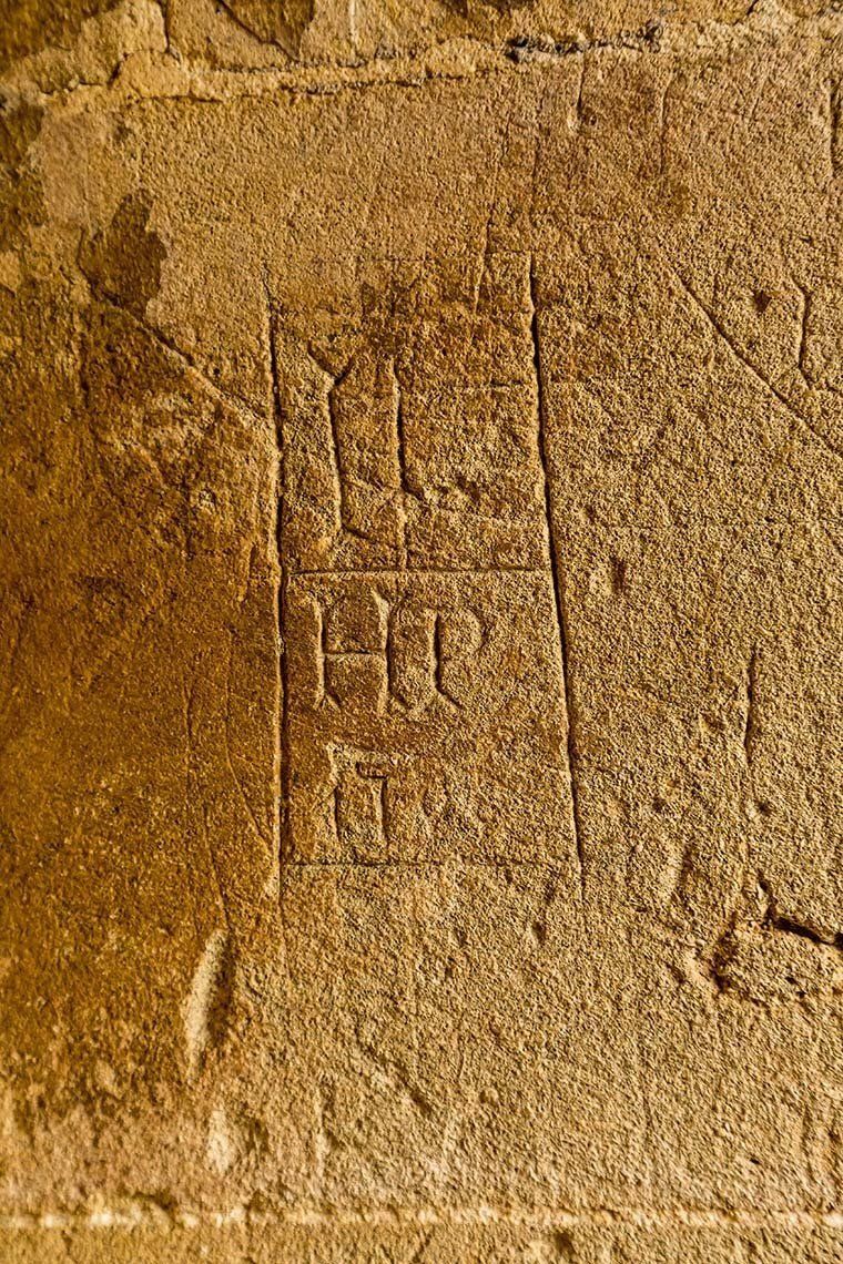 East Court entrance, tower graffiti