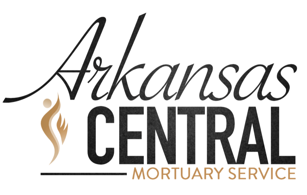 The best mortuary service in Arkansas Logo for Arkansas Central Morturary Service in a tan and black color