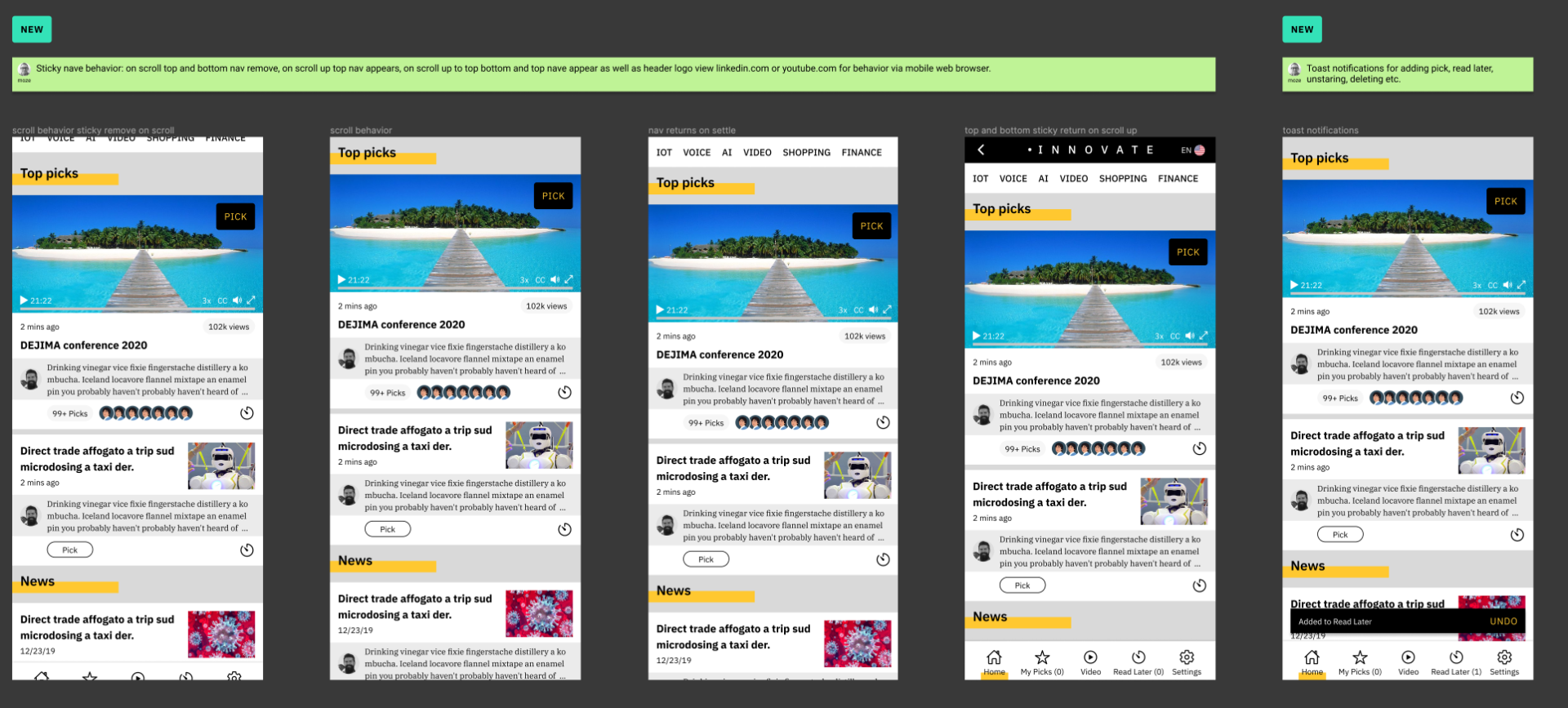 Side-by-side mobile app screens showing a beach resort listing with photos, ratings, and booking details