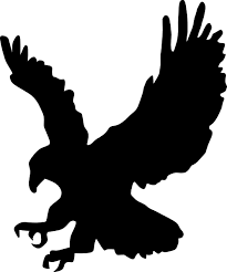 Eagle Metal Wall Art Black silhouette of a flying eagle with wings spread wide and talons extended