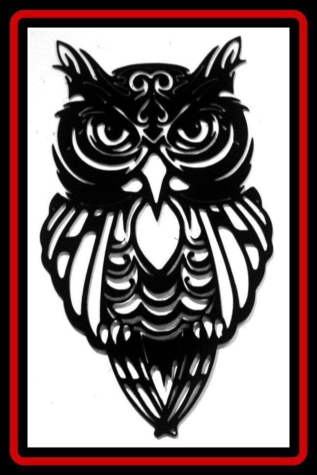 Black-and-white stylized owl illustration inside a red-bordered rectangle