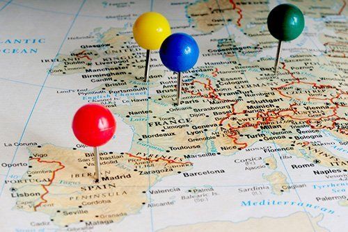 pins on service areas on a map