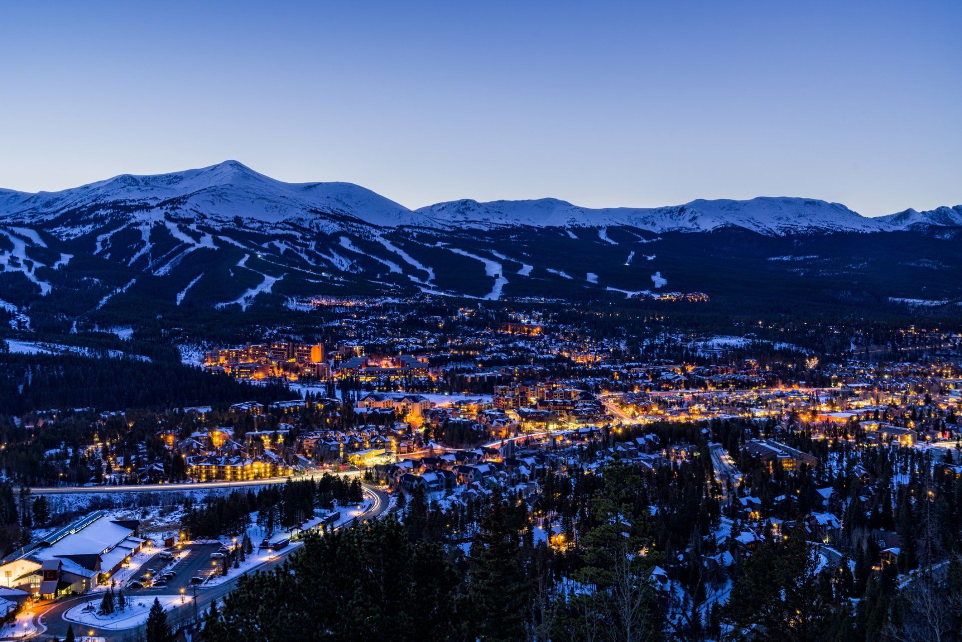 Breckenridge CO town at night