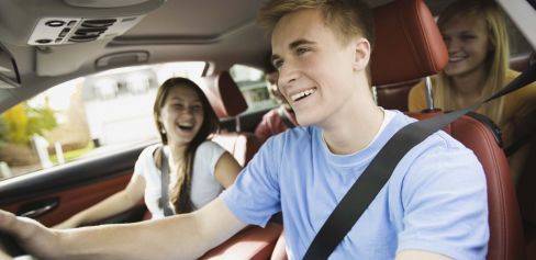 young people in a car