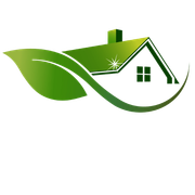 A house with a green leaf on top of it.
