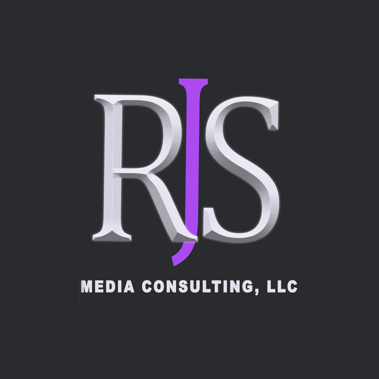A logo for rs media consulting llc on a black background