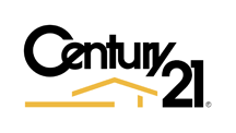 The century 21 logo is black and yellow and has a house on it.