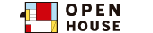 A logo for an open house with a picture of a door.