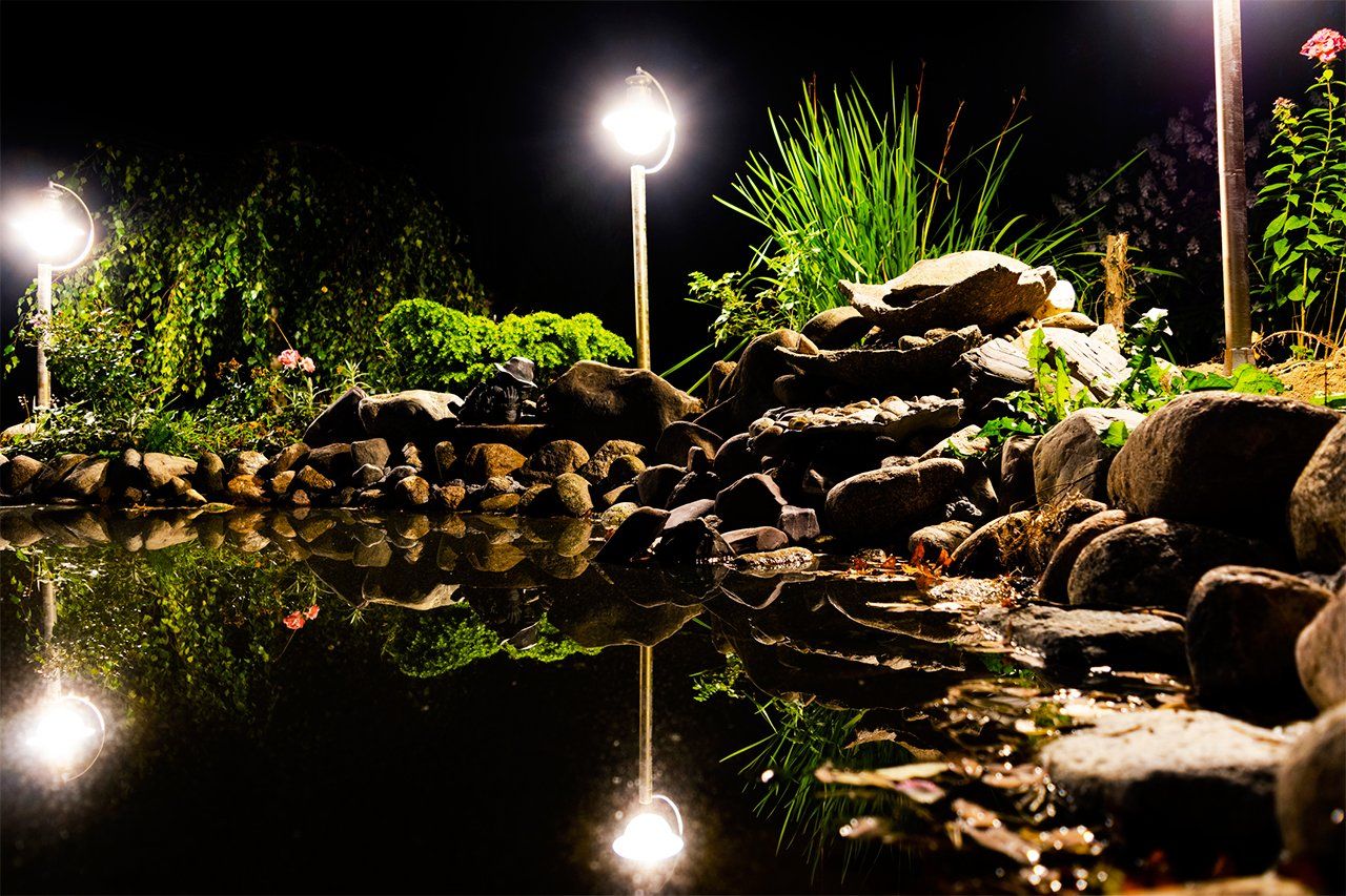 Lighting At Koi Pond — Newnan, GA — Aqua Gardens
