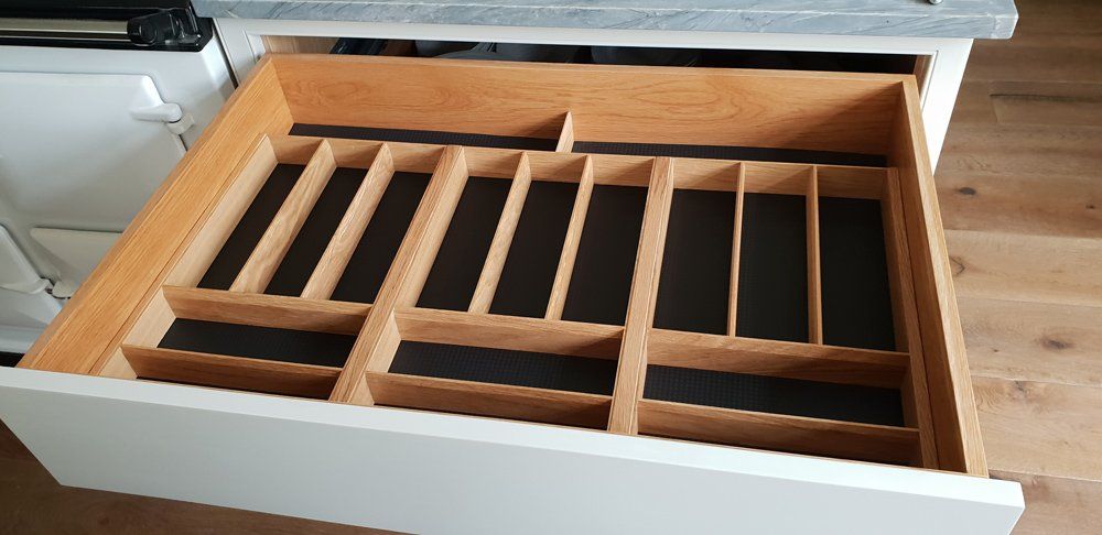 Empty Wooden Utensils Organizer — Cabinetry Solutions in Balaclava NSW