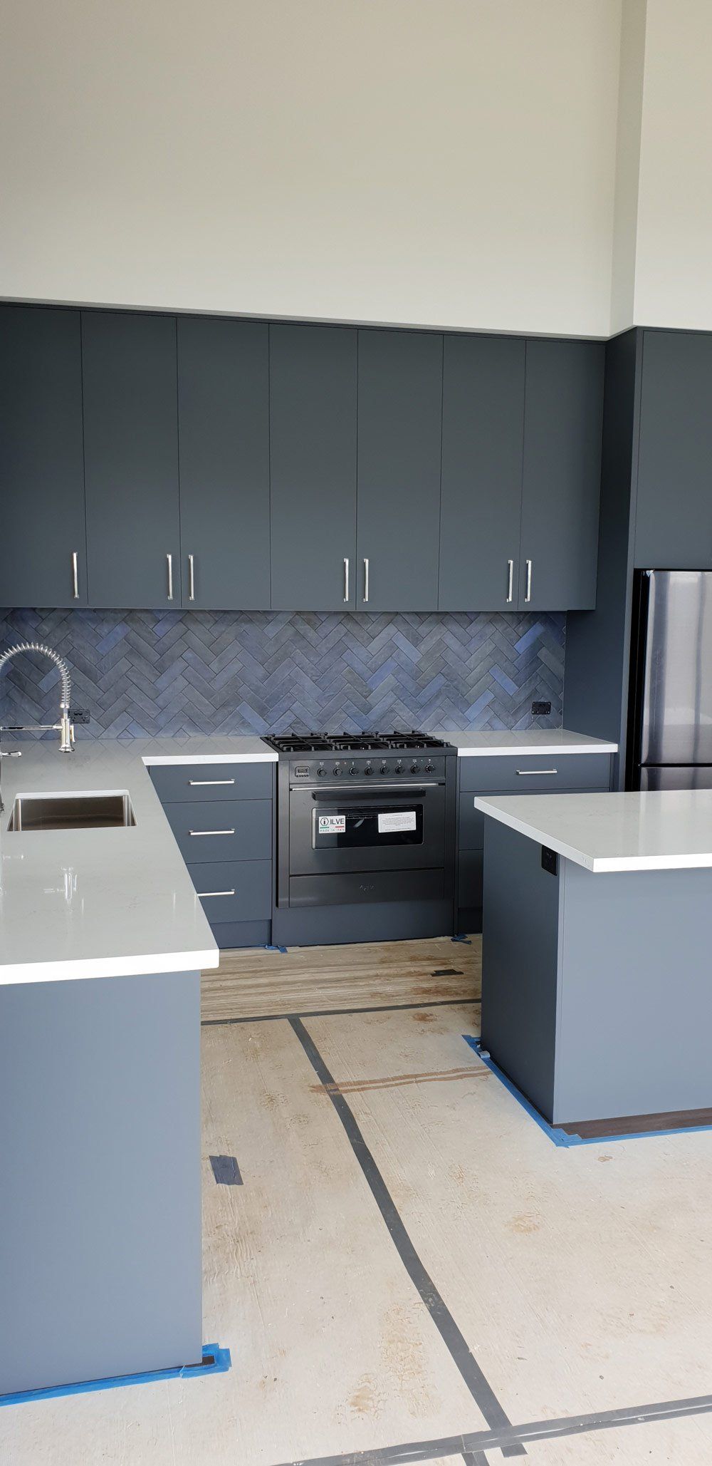Grey Kitchen Cabinetry & Splashback — Bespoke Kitchens in Balaclava NSW