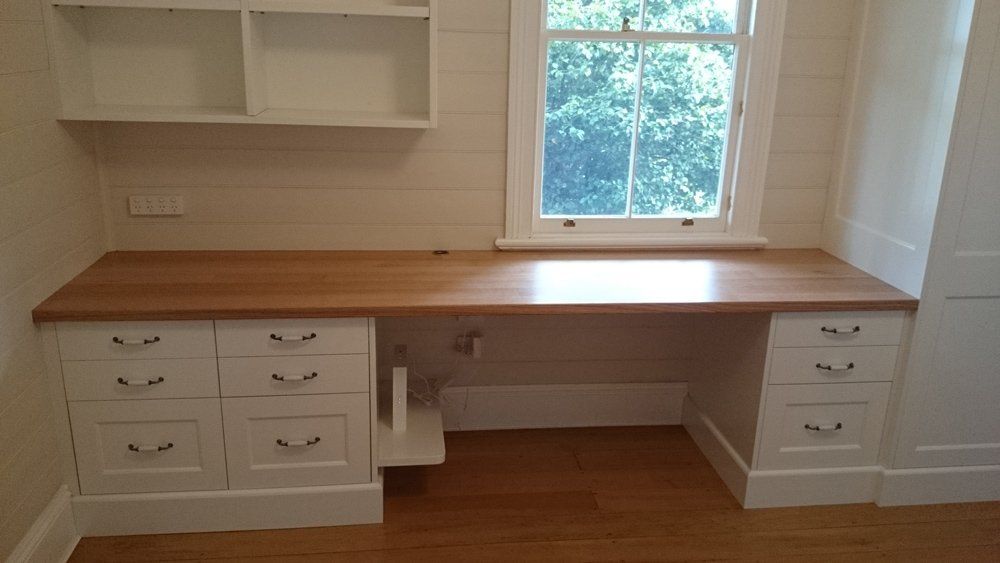 Inbuilt Desk with Multiple Shelves — Cabinetry Solutions in Balaclava NSW