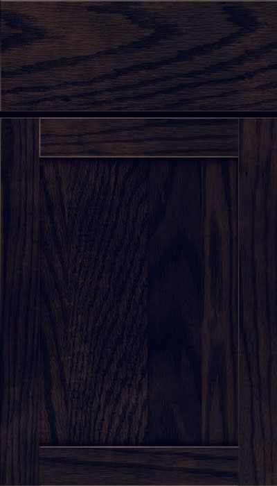 Dark wooden cabinet door with simple rectangular paneling