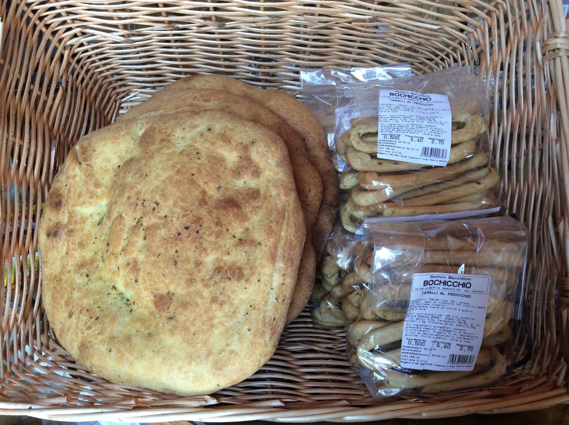 focaccia in un cesto