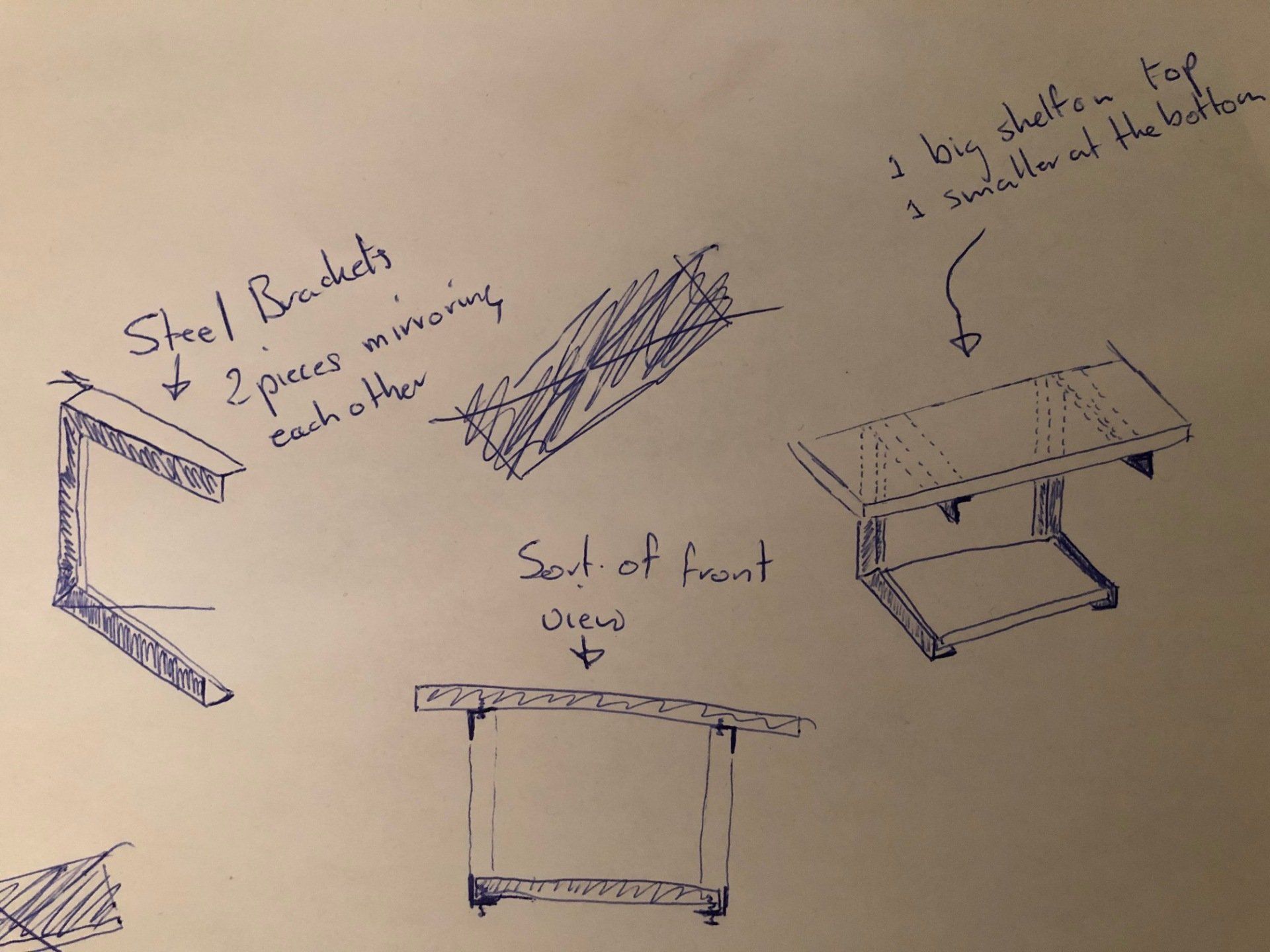 Handgetekende schetsen van een plank.