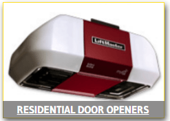 Residential garage door opener, white and red unit