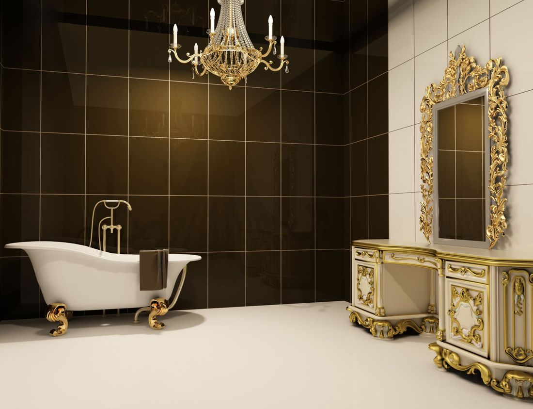 Bagno con finiture dorate