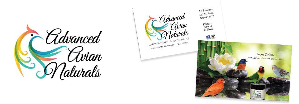 A logo for advanced arian naturals with a picture of birds on it