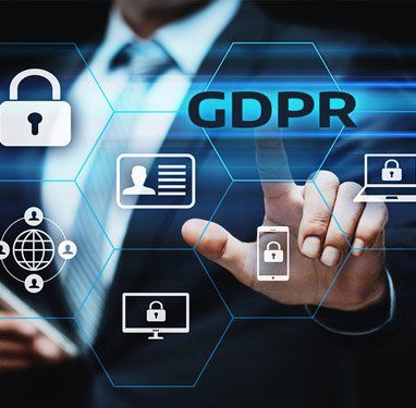 A man is pressing a button on a screen that says gdpr