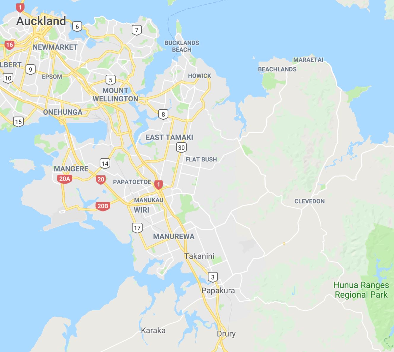 East Auckland South Auckland Clevedon Karaka Papakura