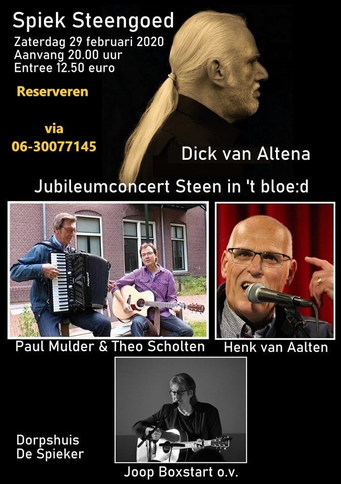 Concert flyer: Dick van Altena, Paul Mulder, Theo Scholten, Henk van Aalten, Joop Boxstart
