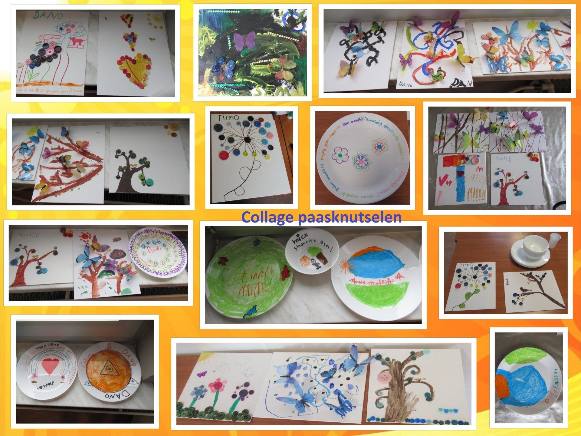 Collage of colorful children's art.
