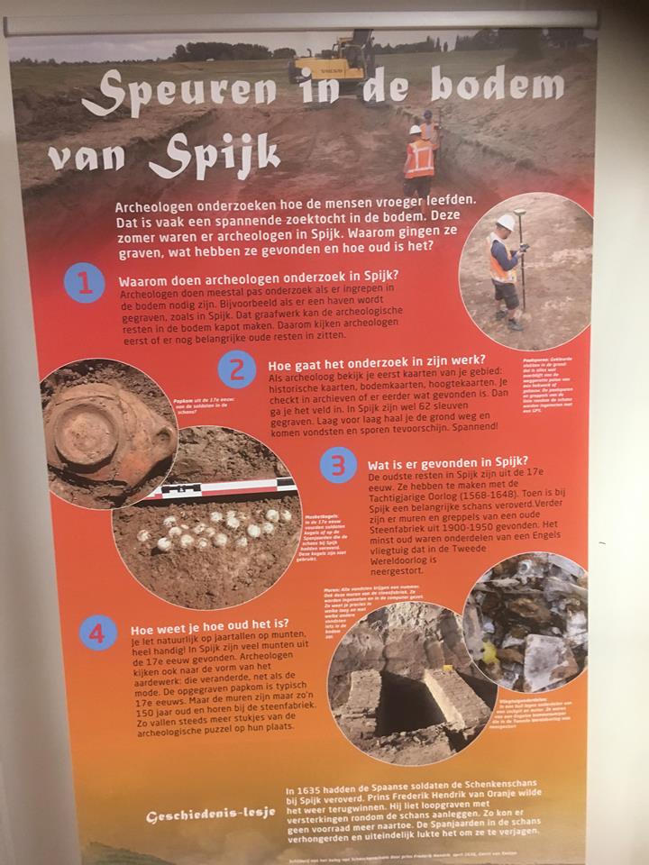 Poster about archeological investigation in Spijk .