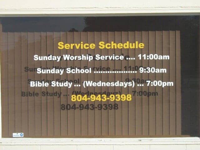 Divine Faith Ministry Schedule - Letters in Petersburg VA