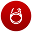 Red button with white outline of a fire hose nozzle.