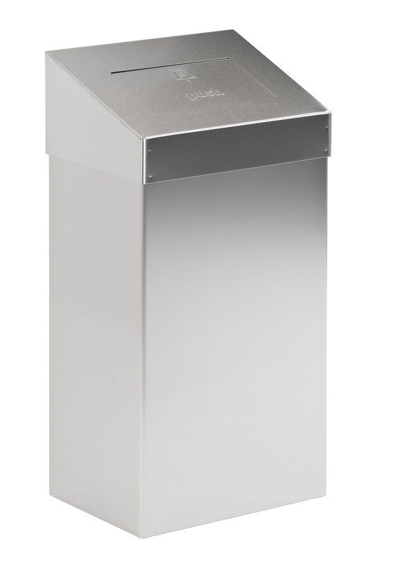 afvalbak met pushklep 50 lt, vuilbak in kleur RVS, 731016, PA731016, Pama