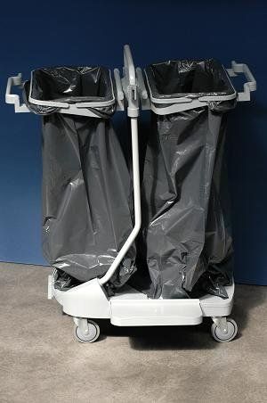 vuilbaktrolly, trolly voor 2 grote afvalzakken, kar voor 2 vuilzakken 130 lt, 4516